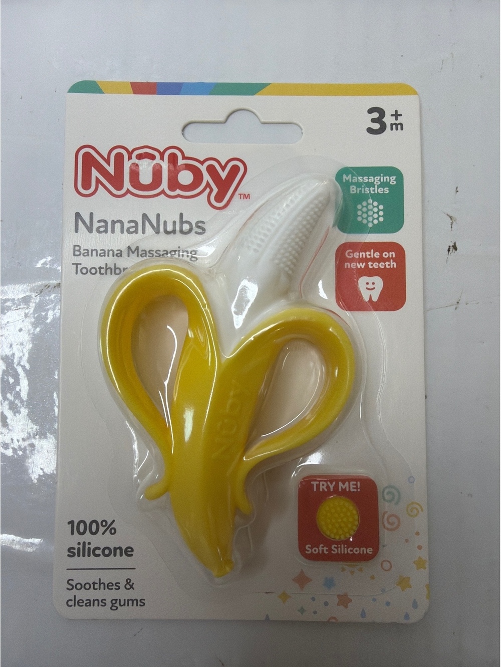 Nuby NanaNubs Banana Massaging Toothbrush for Babies 3+ Months Silicone